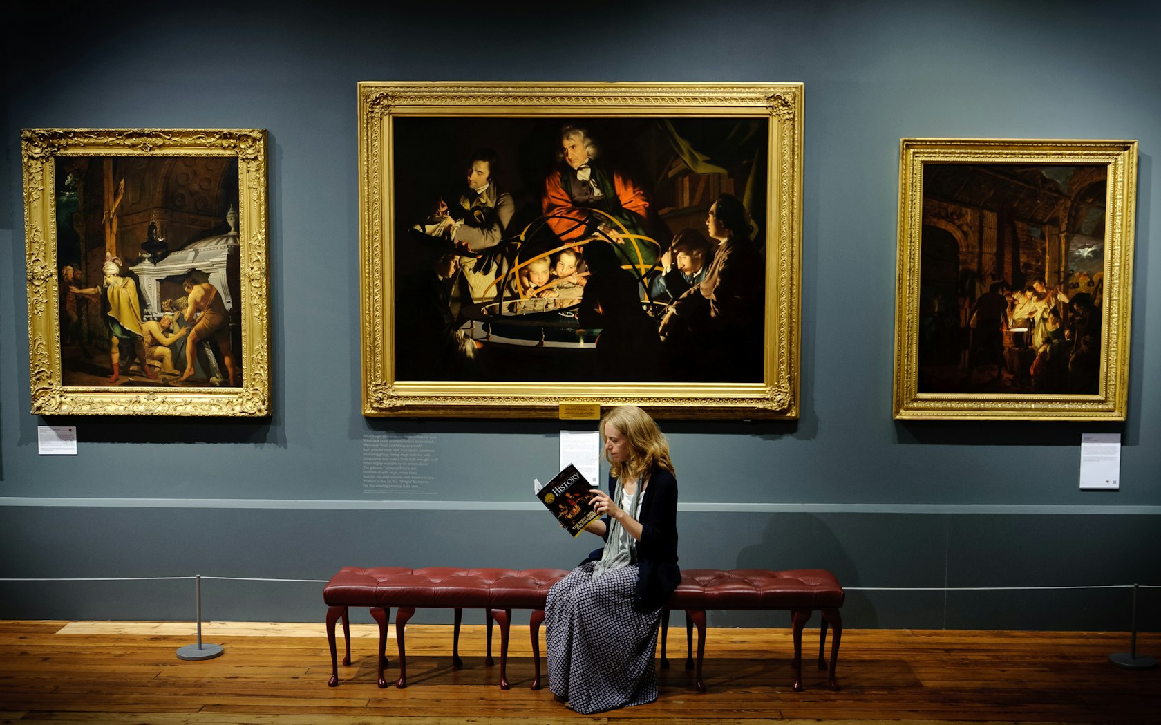 Visitor in Joseph Wright Gallery at Derby Museum & Art Gallery – image [c] Derby Museums
