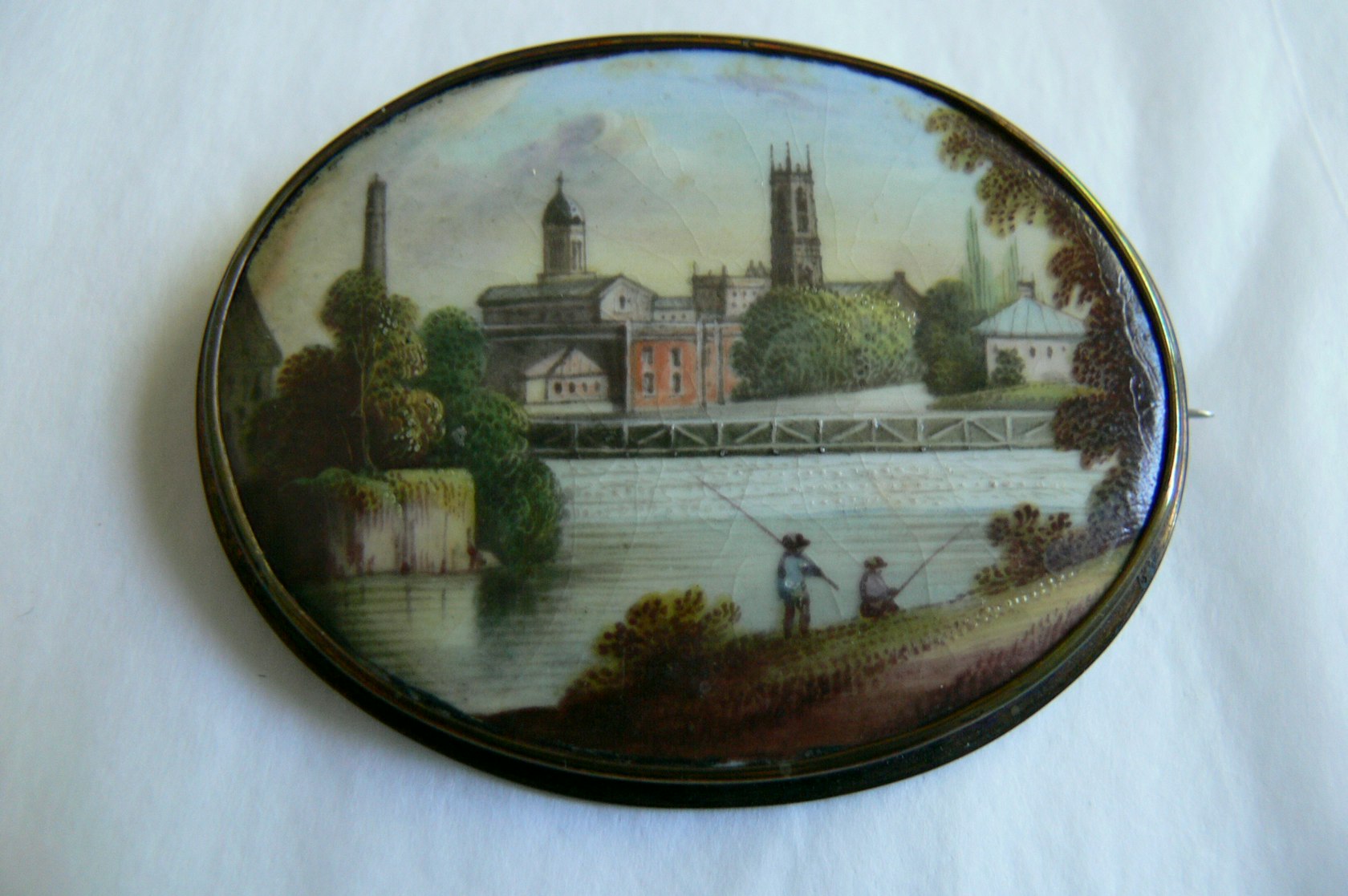Brooch with a miniature of Derby Shot Tower, about 1840s