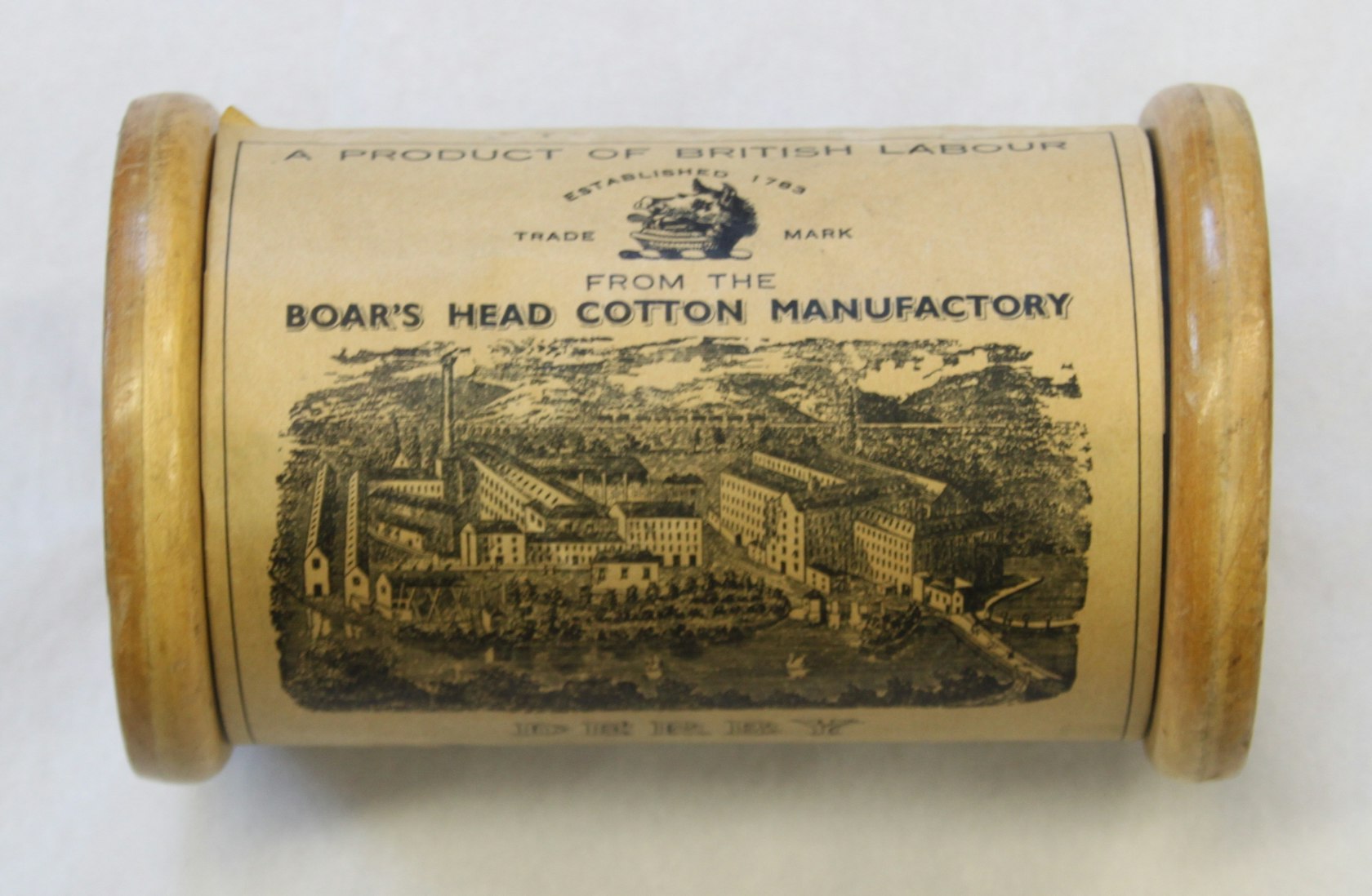 Reel of cotton thread from Boars Head Mill, Darley Abbey