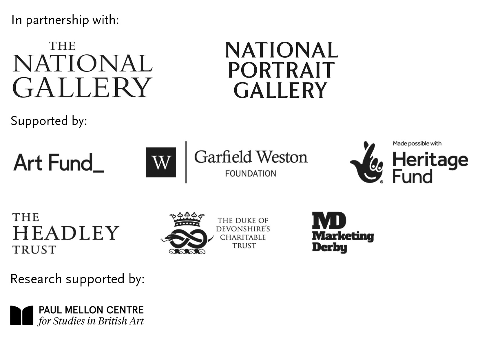 Funder logos for the exhibtion